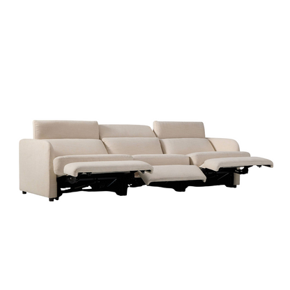 Aurum Recliner Leather Sofa, 3 Seater, Beige