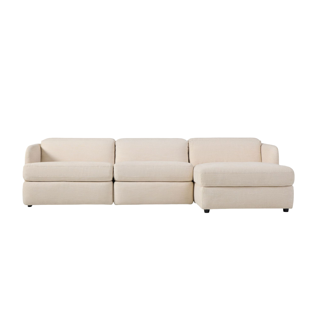 Aurum Recliner Leather Sofa, Left Facing, Beige