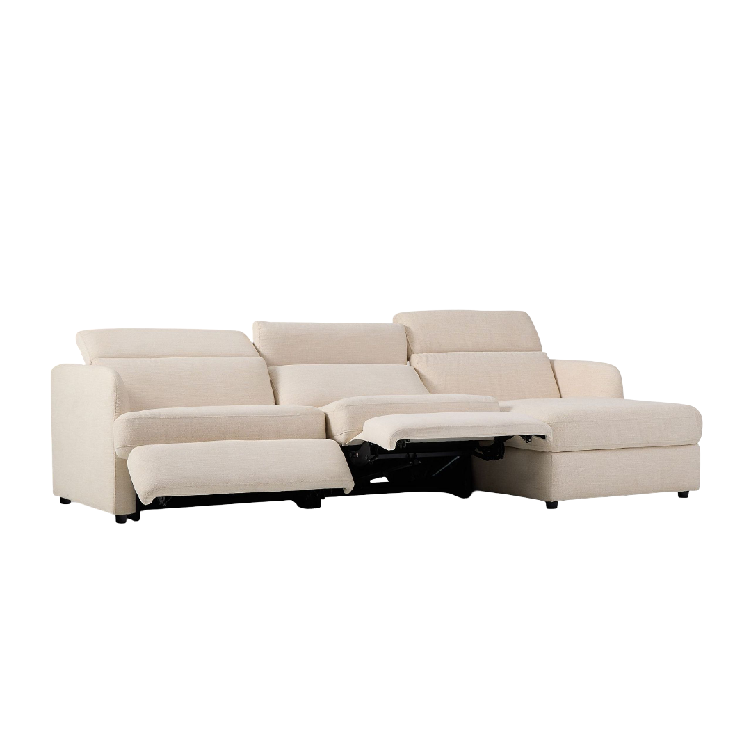 Aurum Recliner Leather Sofa, Left Facing, Beige