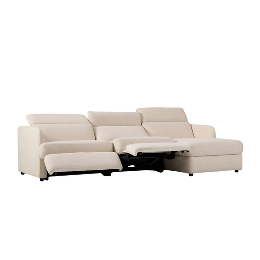 Aurum Recliner Leather Sofa, Left Facing, Beige