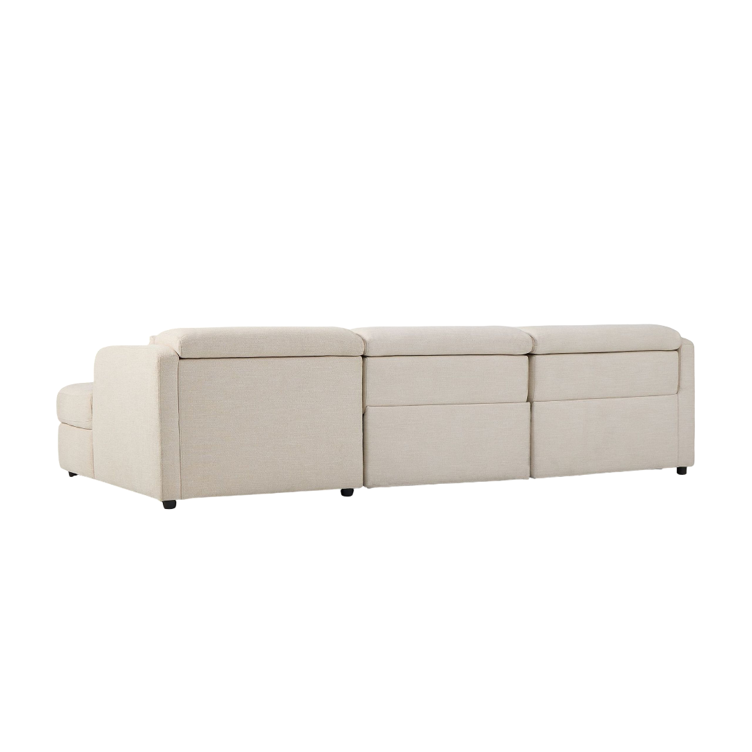 Aurum Recliner Leather Sofa, Left Facing, Beige