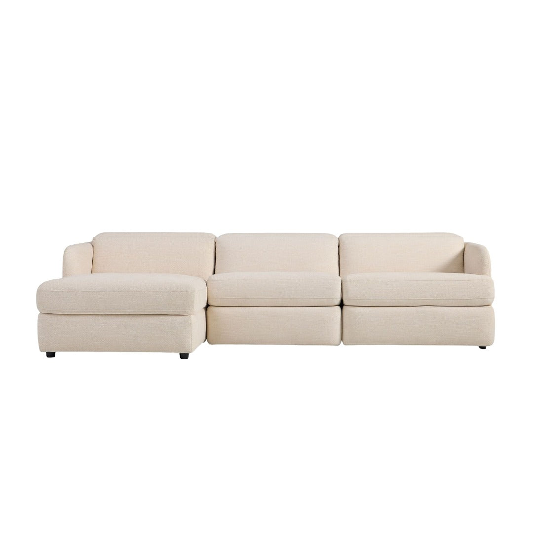 Aurum Recliner Leather Sofa, Right Facing, Beige