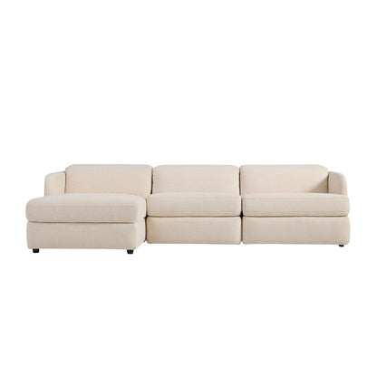Aurum Recliner Leather Sofa, Right Facing, Beige