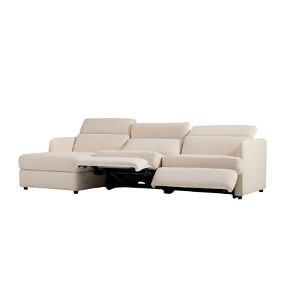 Aurum Recliner Leather Sofa, Right Facing, Beige