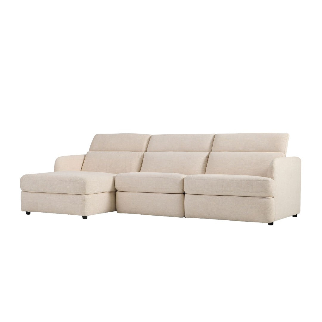 Aurum Recliner Leather Sofa, Right Facing, Beige
