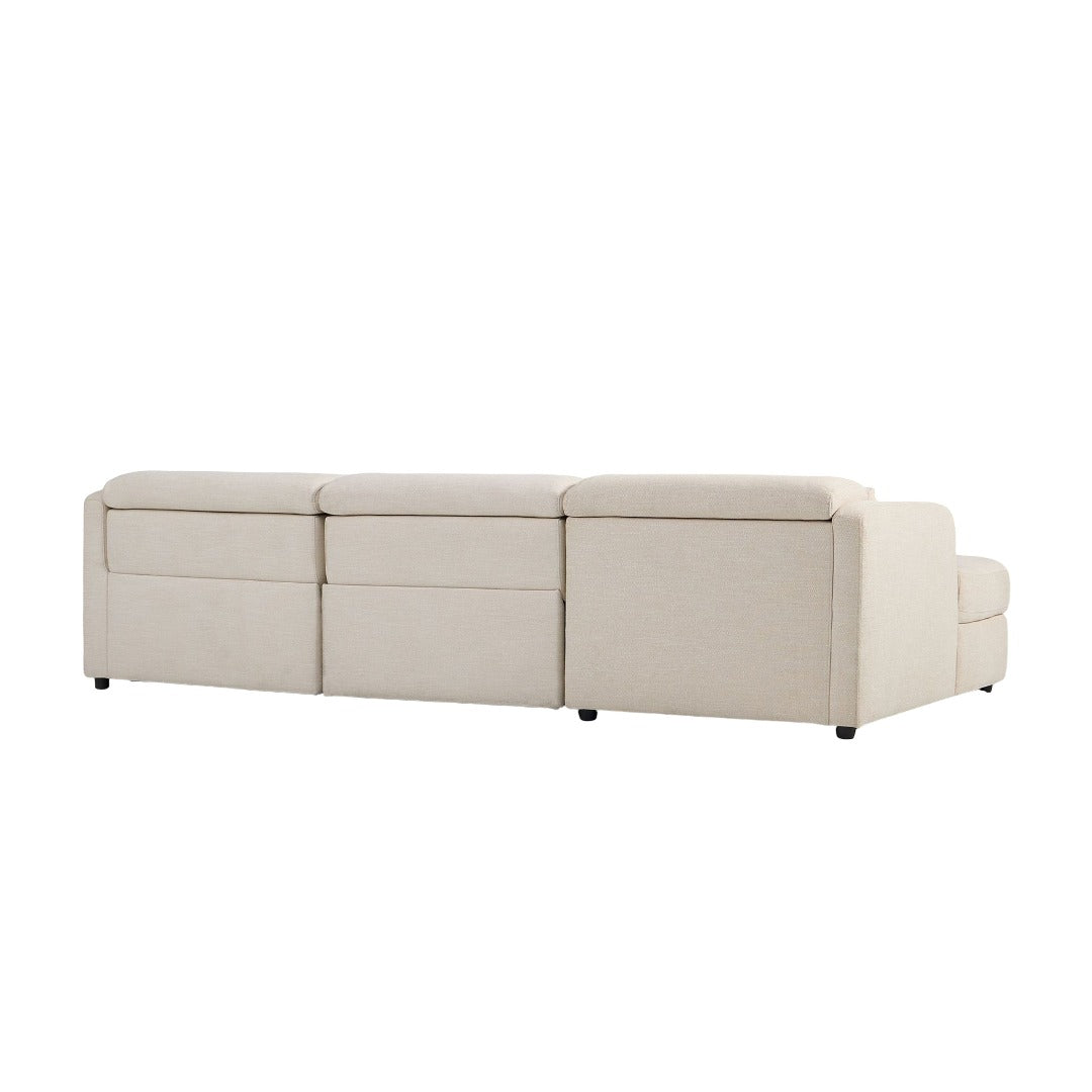 Aurum Recliner Leather Sofa, Right Facing, Beige