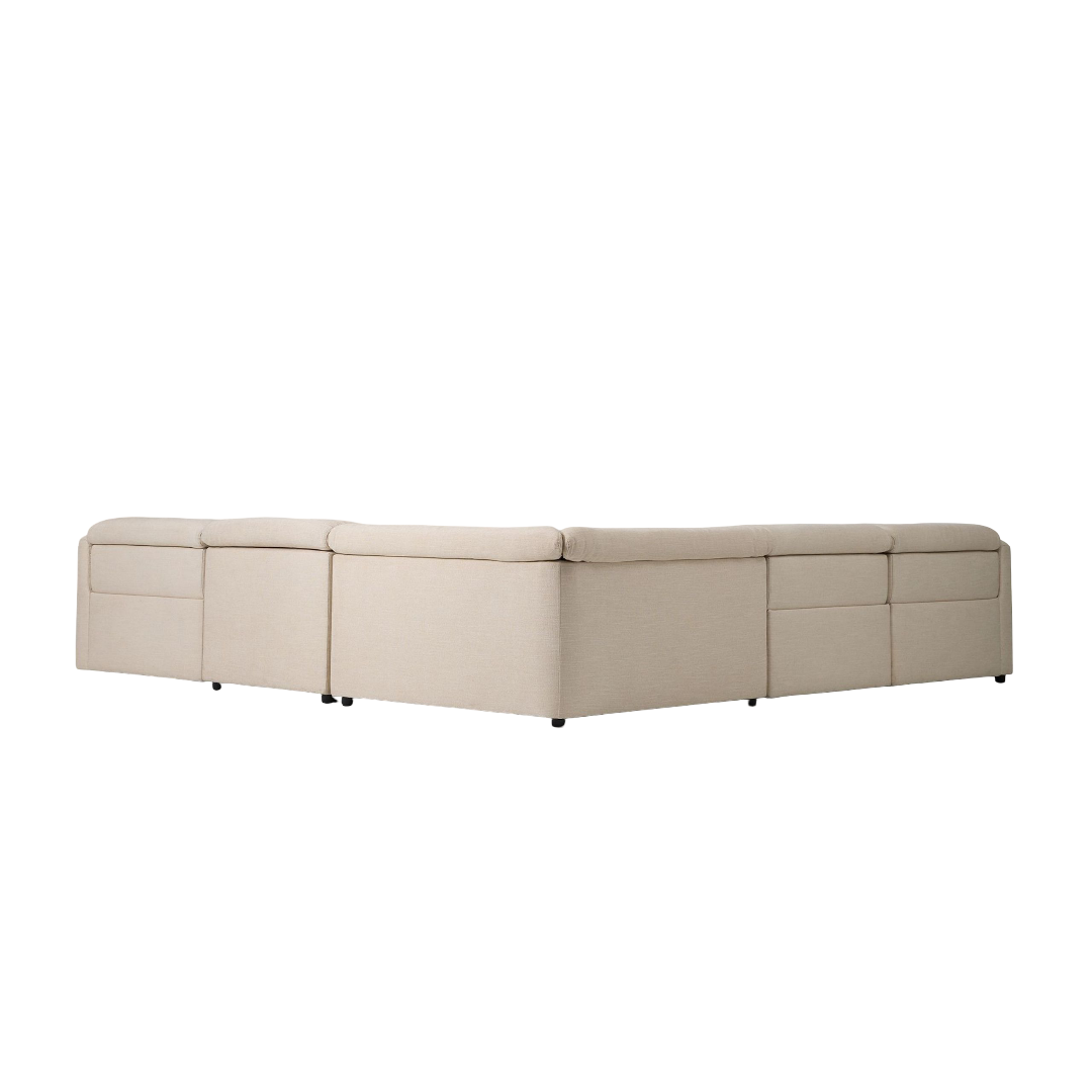 Aurum Recliner Leather Sectional Sofa, Beige