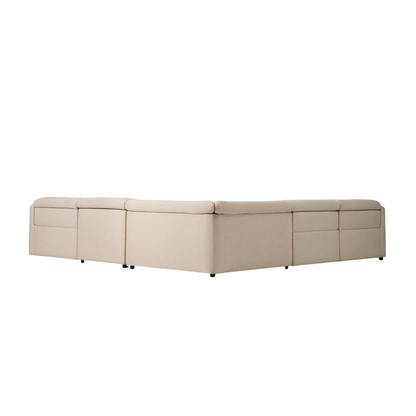 Aurum Recliner Leather Sectional Sofa, Beige