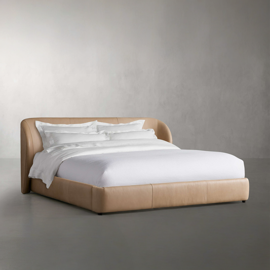 Adalynn Bed, Cream PU Leather