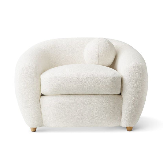 Mid-Century Armchair in Boucle fabric.