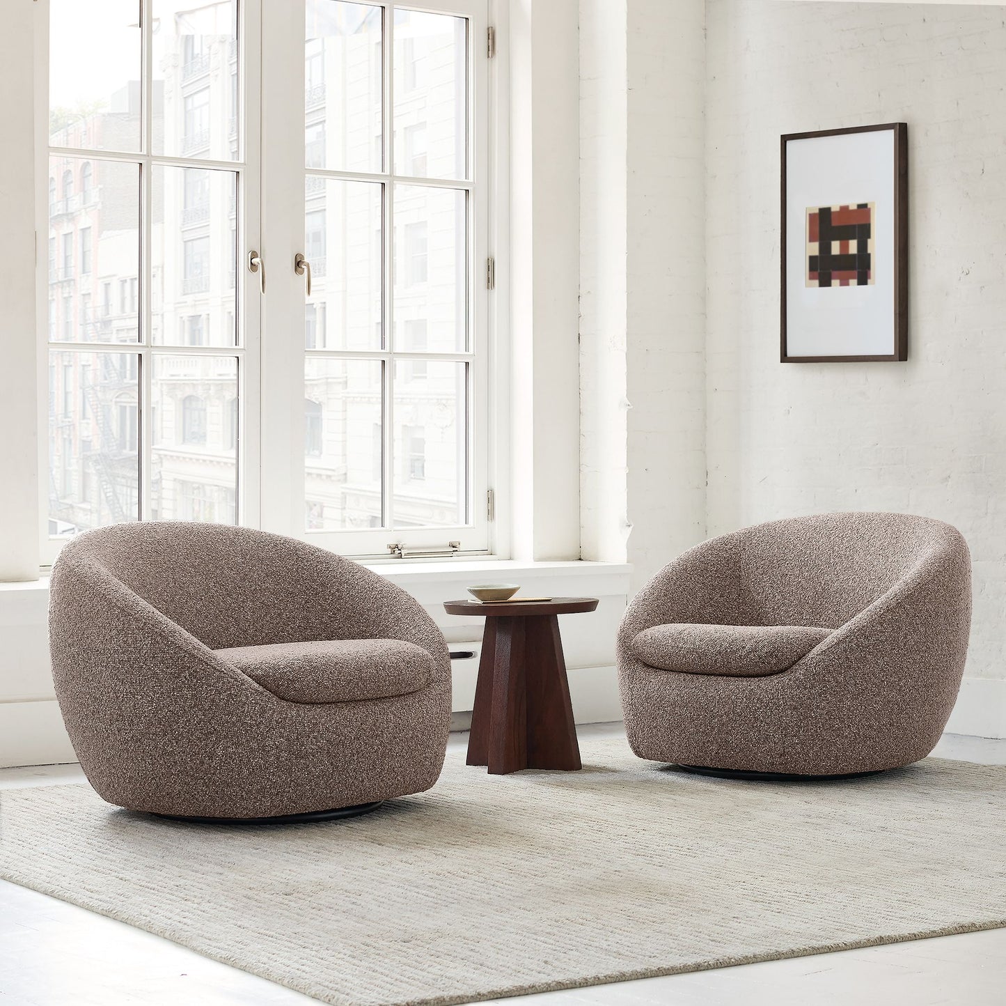 Orion Swivel Chair, Green Boucle