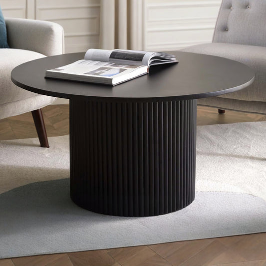 Rocco 32" Pedestal  Coffee Table, Black