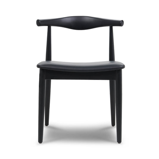 Black stained solid wood chair with black leather seat