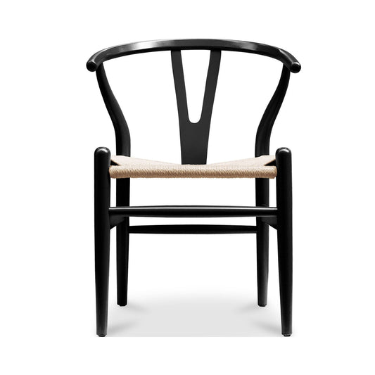 Wishbone Dining Chair, Black with Natural Seat