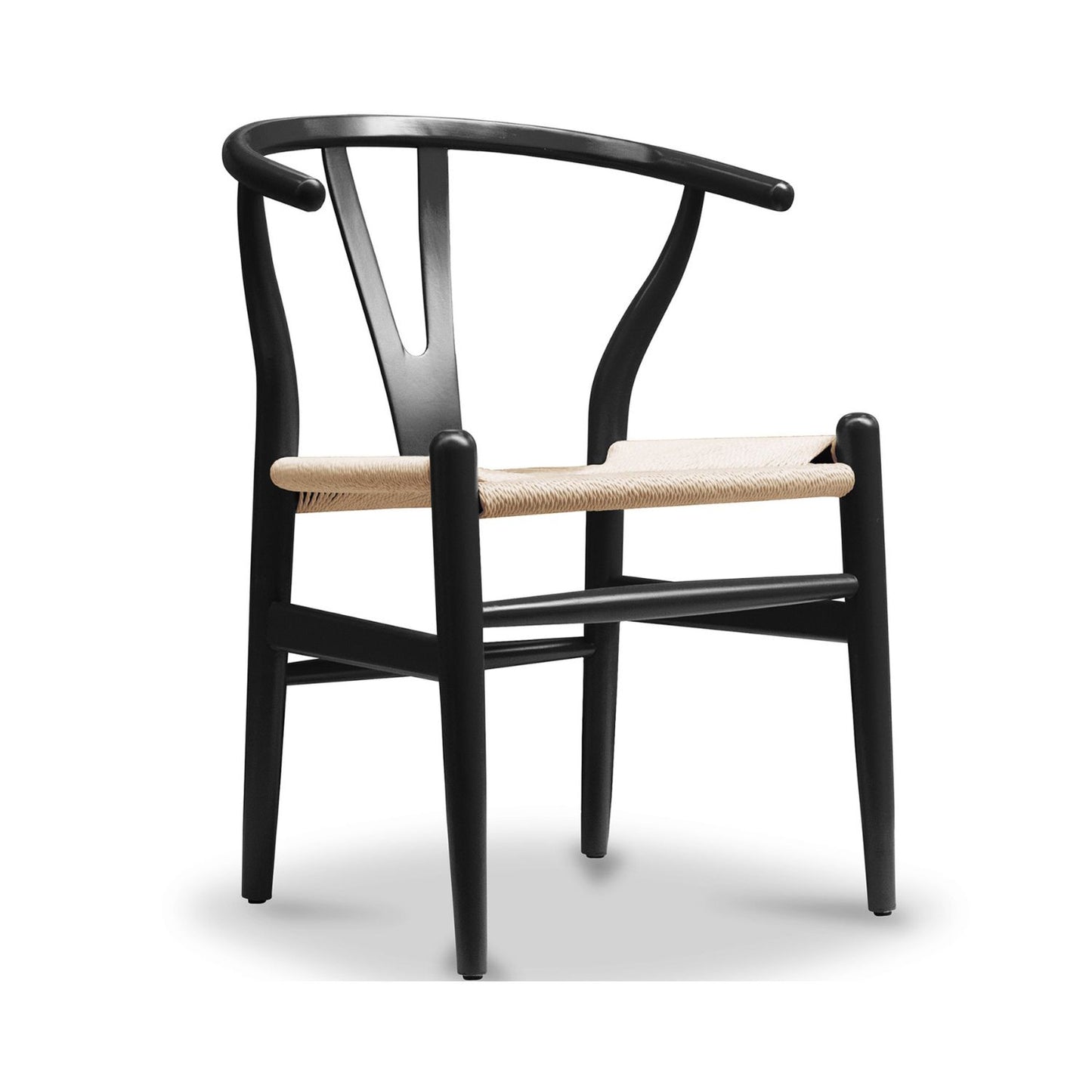 Wishbone Dining Chair, Black with Natural Seat