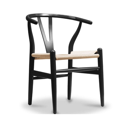 Wishbone Dining Chair, Black with Natural Seat