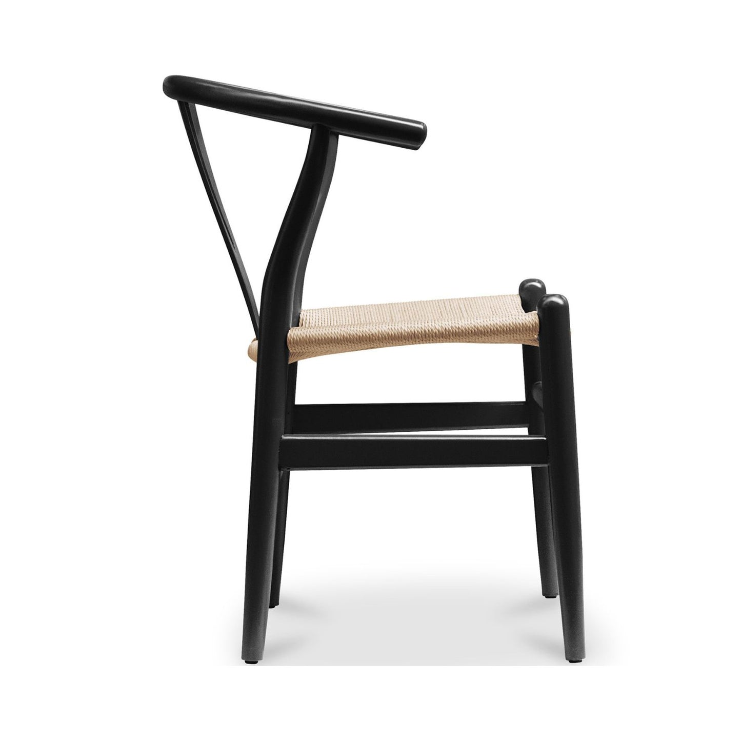 Wishbone Dining Chair, Black with Natural Seat