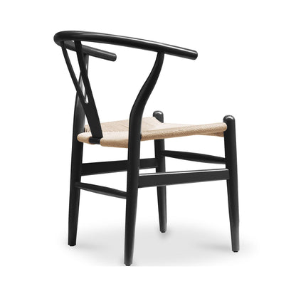 Wishbone Dining Chair, Black with Natural Seat