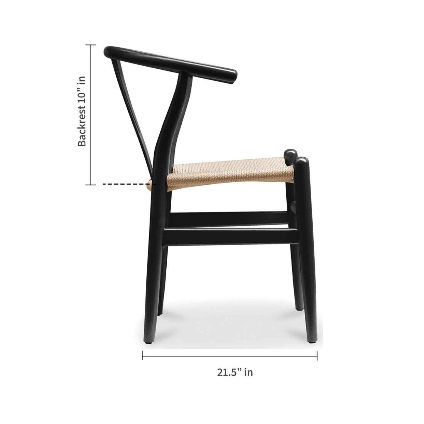 Wishbone Dining Chair, Black with Natural Seat