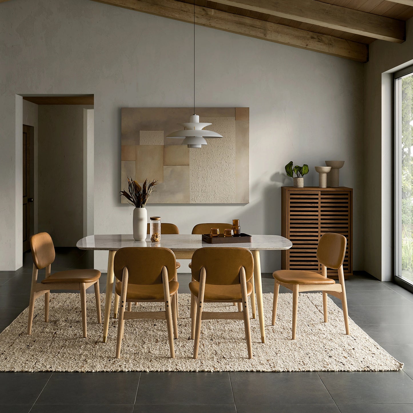 Cooper Dining Chair, Tan, PU Leather