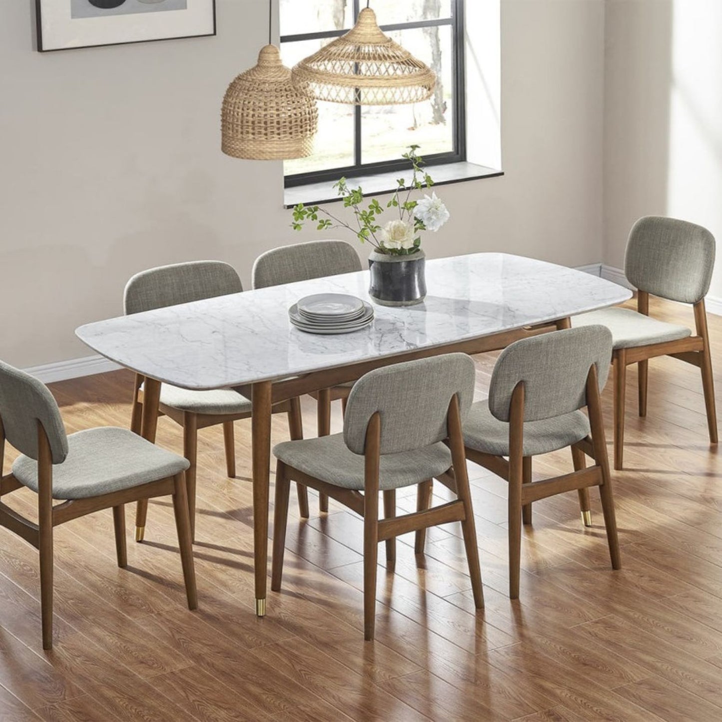 Cooper Dining Chair, Walnut Stain, Ivory