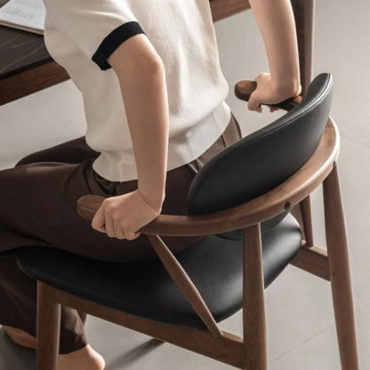 Linea Leather Armchair, Black