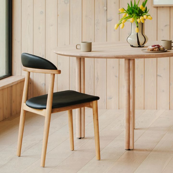 Aram Leather Dining Chair, Oak