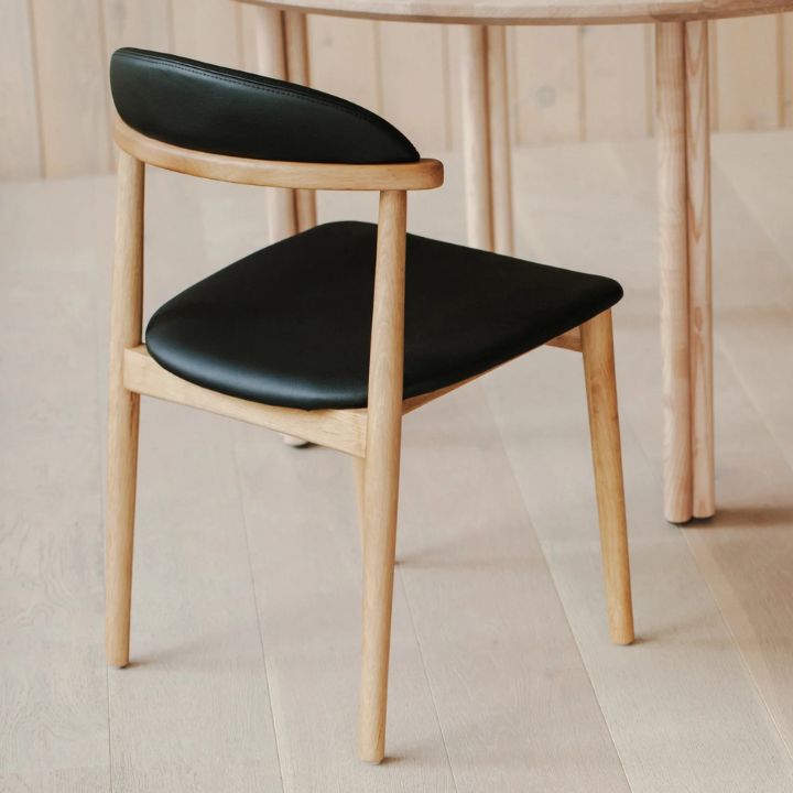 Aram Leather Dining Chair, Oak