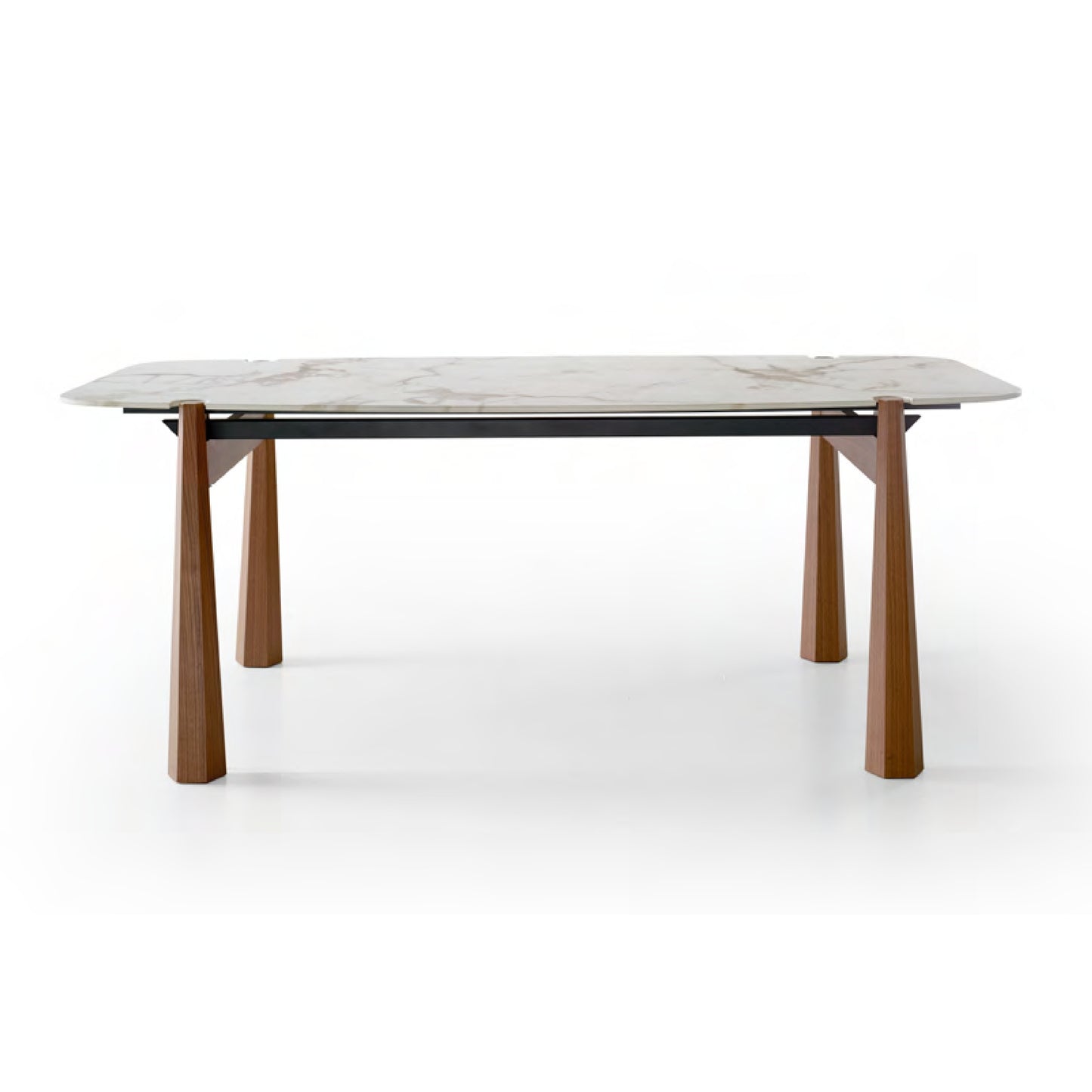 Axis Solid Wood Marble Top Dining Table, White