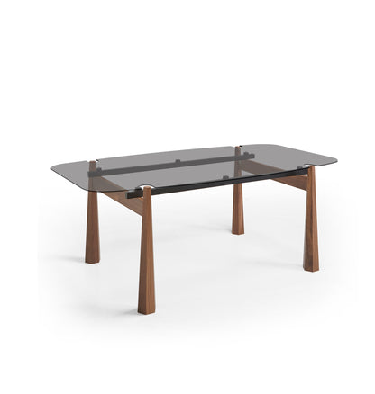 Axis Solid Wood Glass Top Dining Table