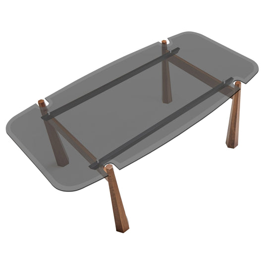 Axis Solid Wood Glass Top Dining Table