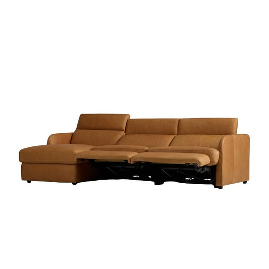 Aurum Recliner Leather Sofa, Right Facing, Tan