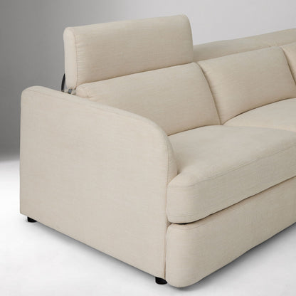Aurum Recliner Leather Sofa, Right Facing, Beige